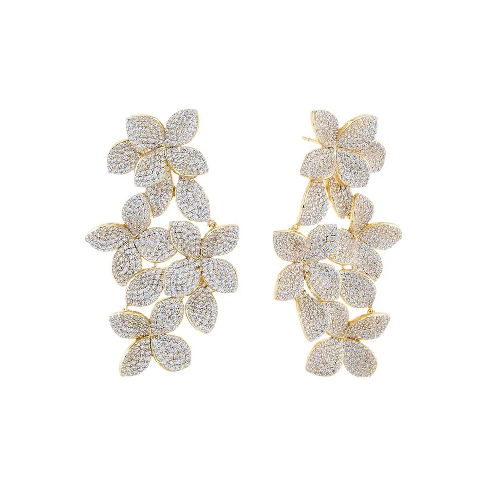 Large Pavé Multi Flower Drop Stud Earring sold by Adina Eden's