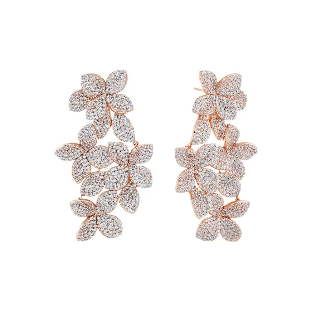 Large Pavé Multi Flower Drop Stud Earring sold by Adina Eden's product image thumbnail 3