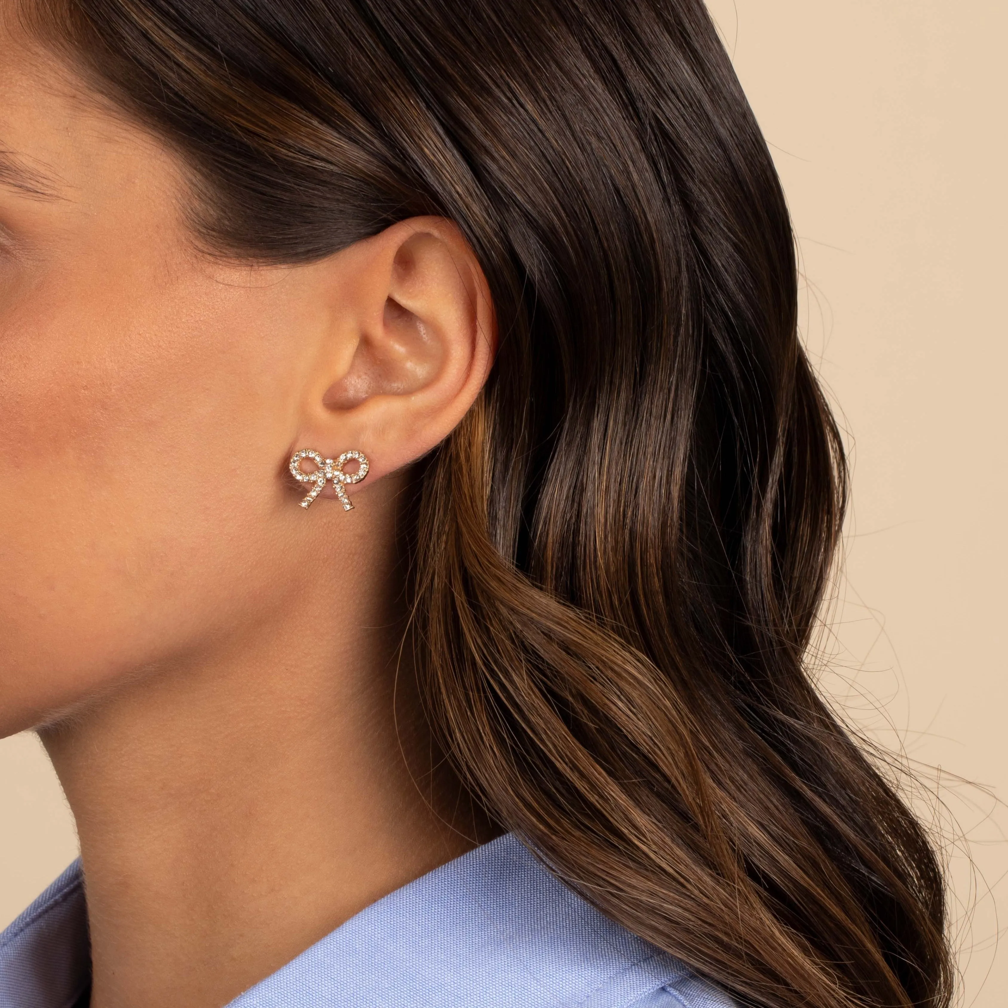 CZ Bow Tie Stud Earring sold by Adina Eden's product image thumbnail 2