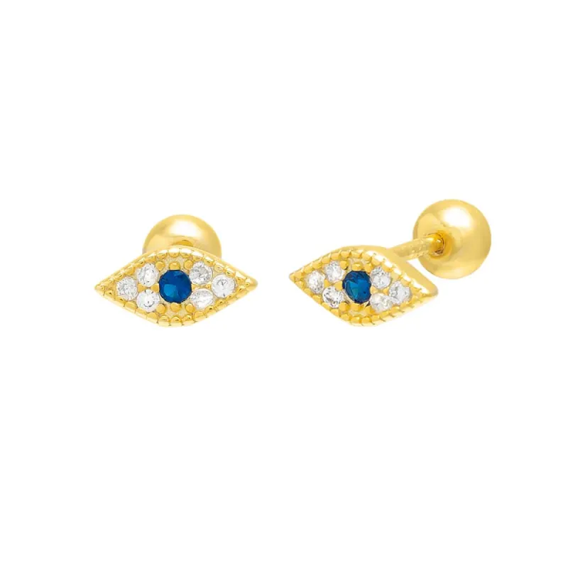 Pavé Evil Eye Threaded Ball Stud Earring sold by Adina Eden's