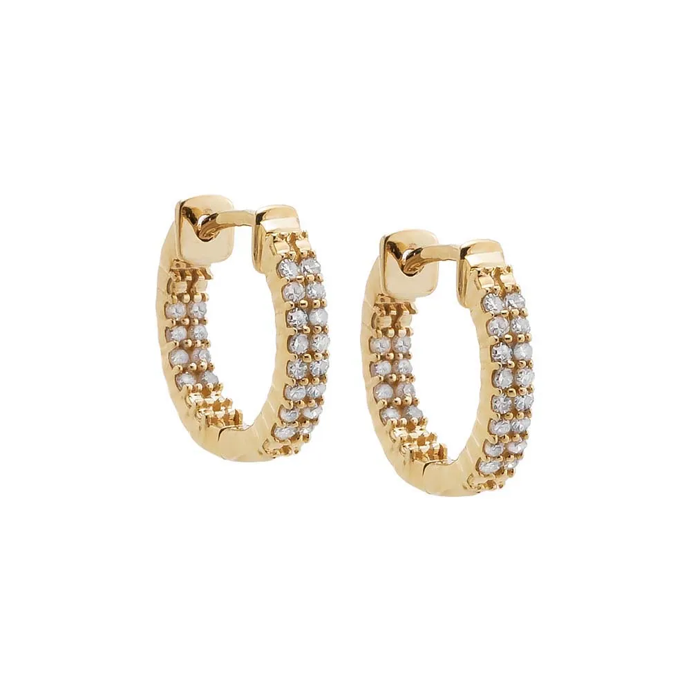 Diamond Pavé Double Row Hoop Earring 14K sold by Adina Eden's