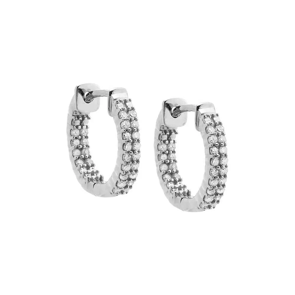 Diamond Pavé Double Row Hoop Earring 14K sold by Adina Eden's product image thumbnail 5