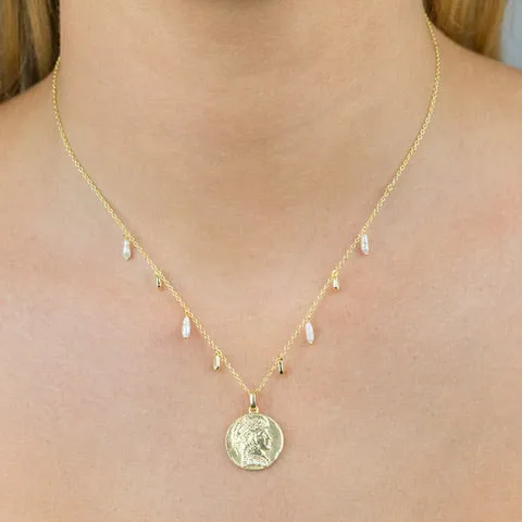 CZ X Pearl Coin Necklace sold by Adina Eden's product image thumbnail 2