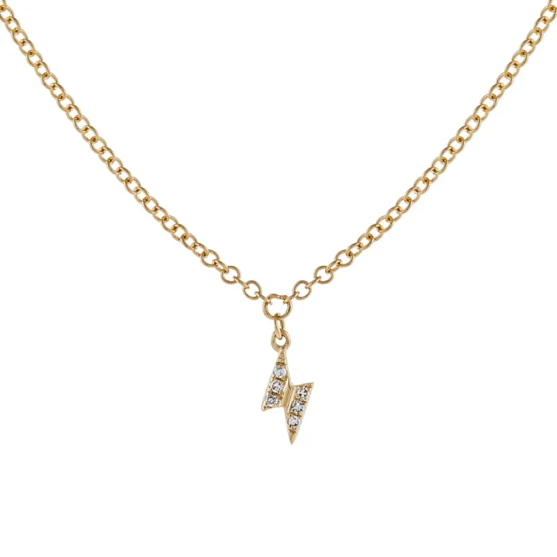 Diamond Tiny Lightning Bolt Necklace 14K sold by Adina Eden's