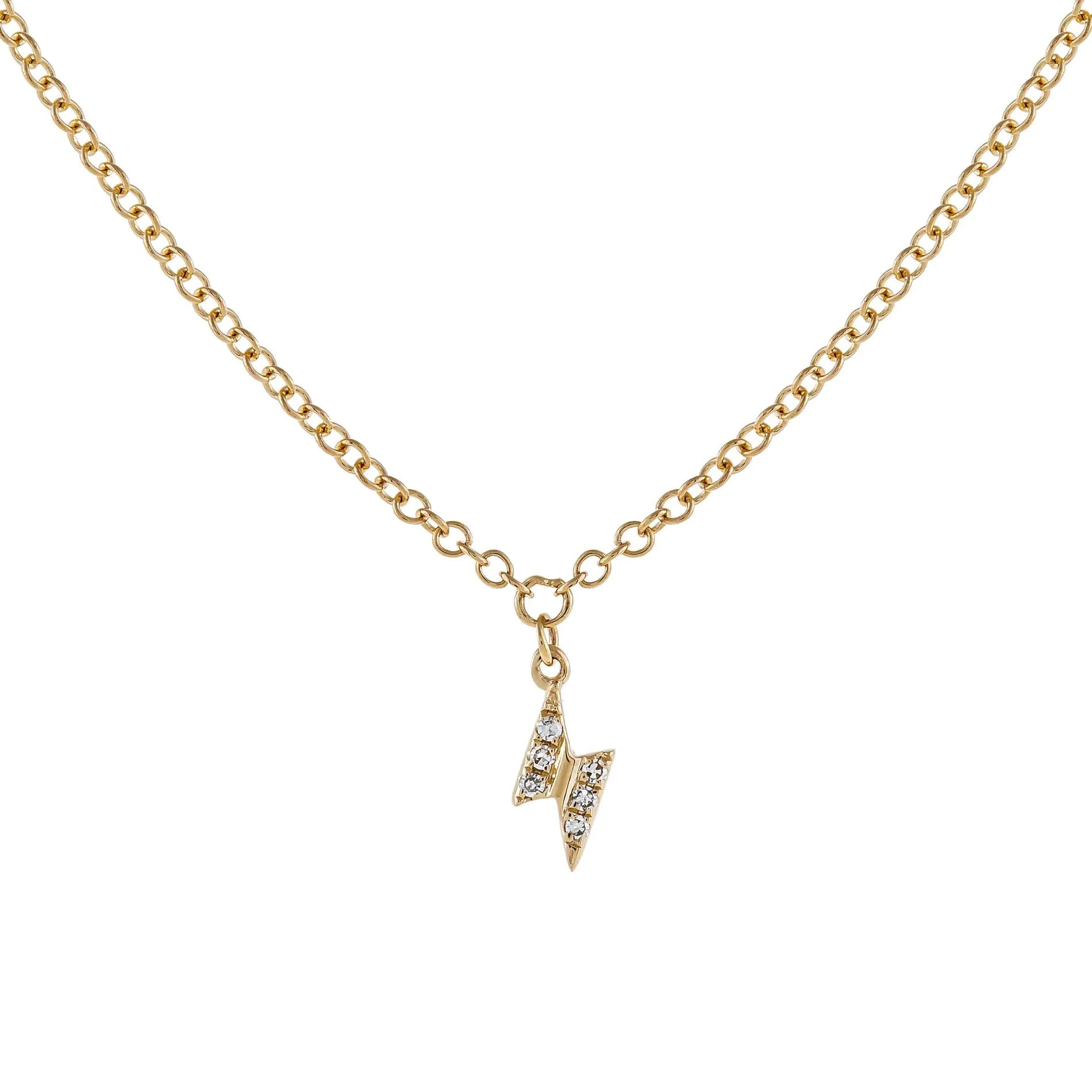 Diamond Tiny Lightning Bolt Necklace 14K sold by Adina Eden's