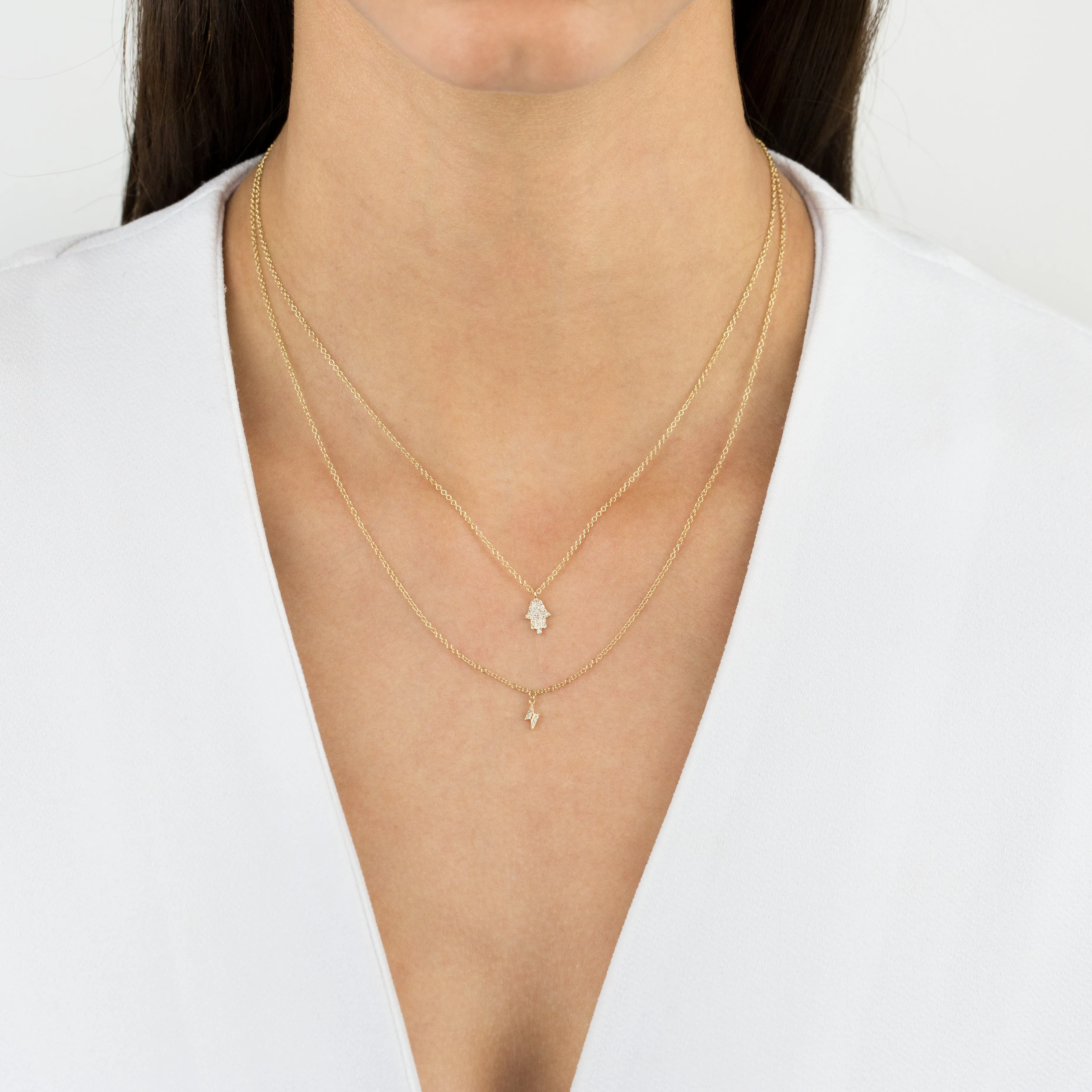 Diamond Tiny Lightning Bolt Necklace 14K sold by Adina Eden's product image thumbnail 2