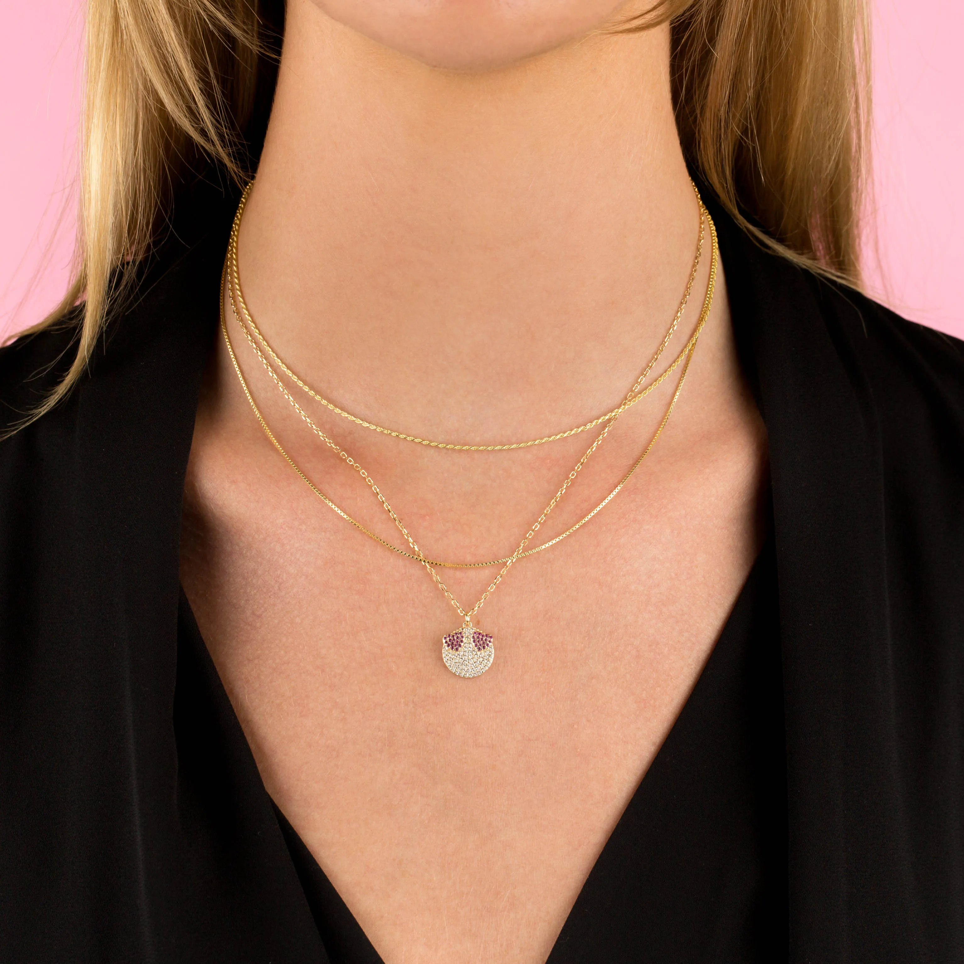 Double Chain Rope X Box Necklace sold by Adina Eden's product image thumbnail 2