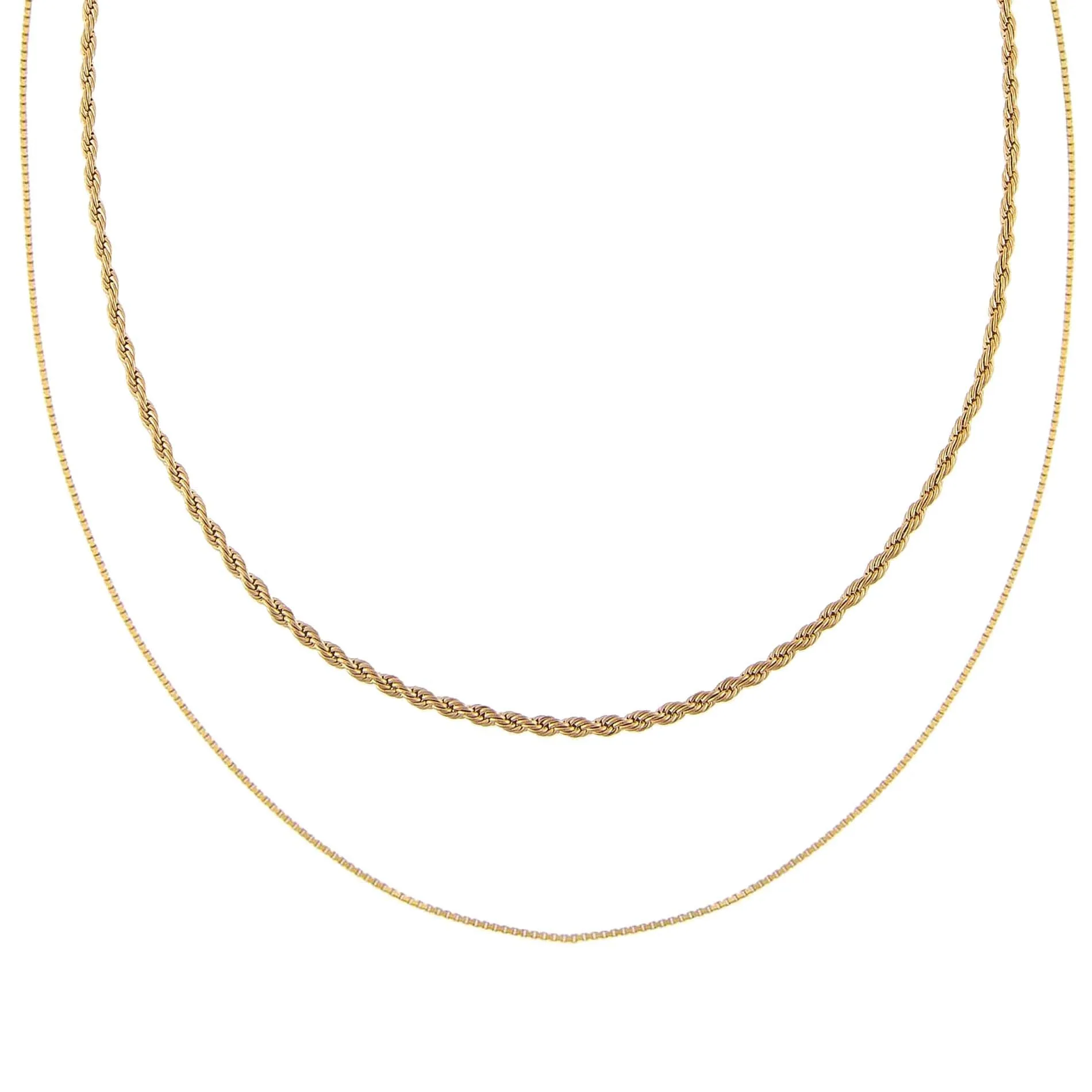 Double Chain Rope X Box Necklace sold by Adina Eden's