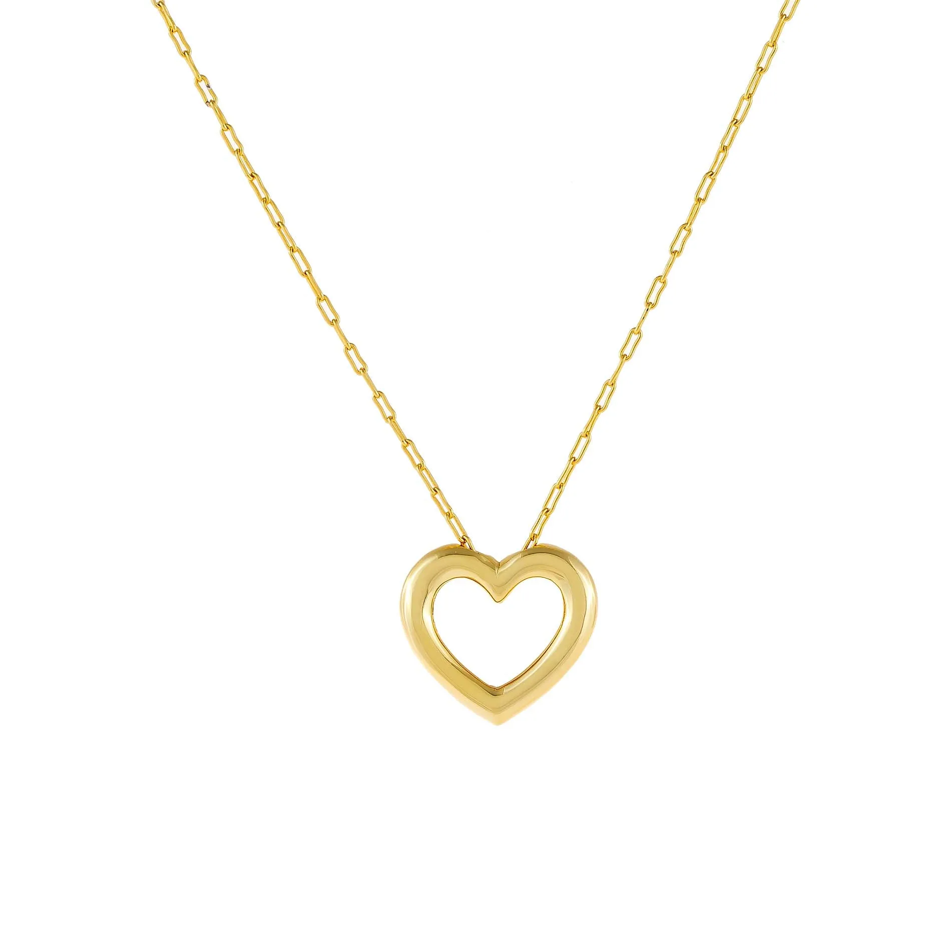 Solid Hollow Open Heart Link Necklace sold by Adina Eden's