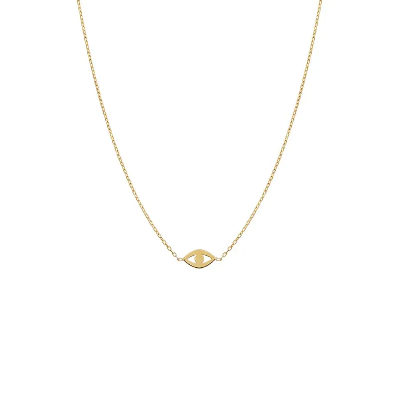 Mini Solid Evil Eye Necklace 14K sold by Adina Eden's