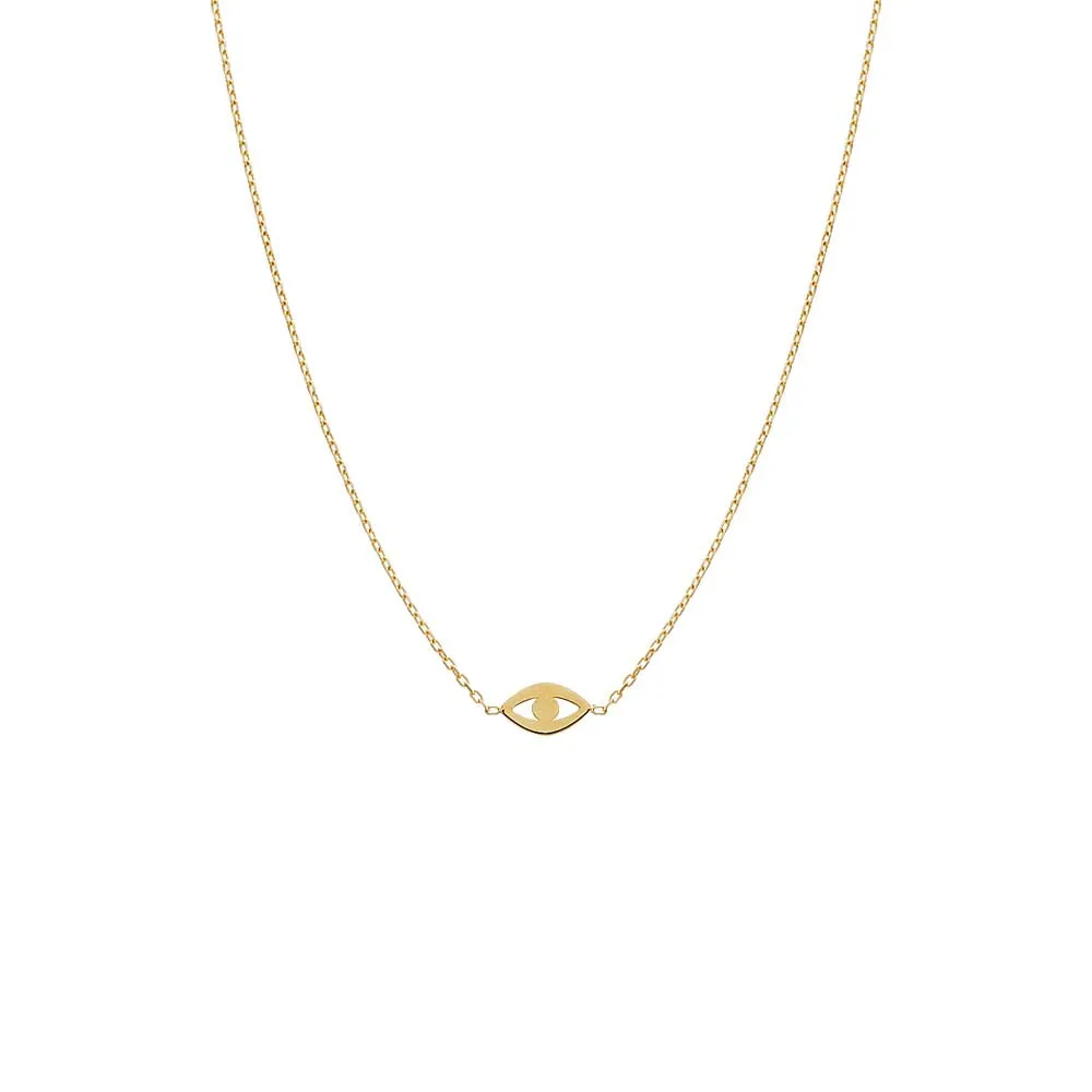 Mini Solid Evil Eye Necklace 14K sold by Adina Eden's