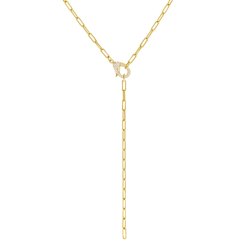Pavé Clasp Link Lariat Necklace sold by Adina Eden's