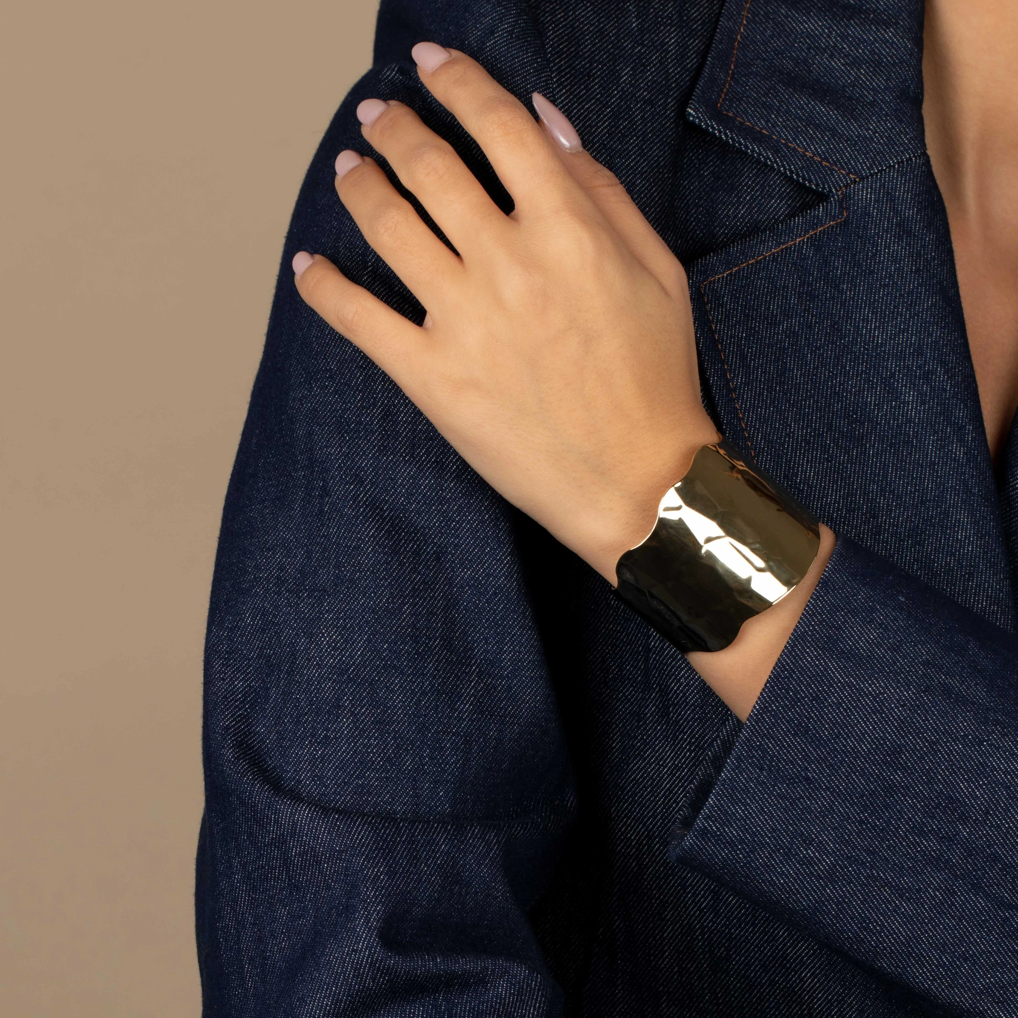 Solid Textured Wide Cuff Bangle Bracelet sold by Adina Eden's product image thumbnail 2