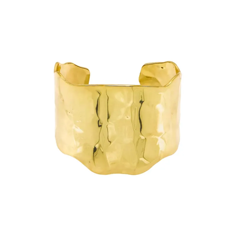 Solid Textured Wide Cuff Bangle Bracelet sold by Adina Eden's