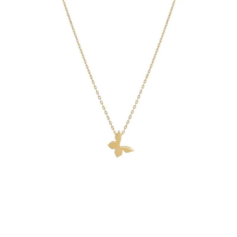 Solid Butterfly Necklace 14K sold by Adina Eden's
