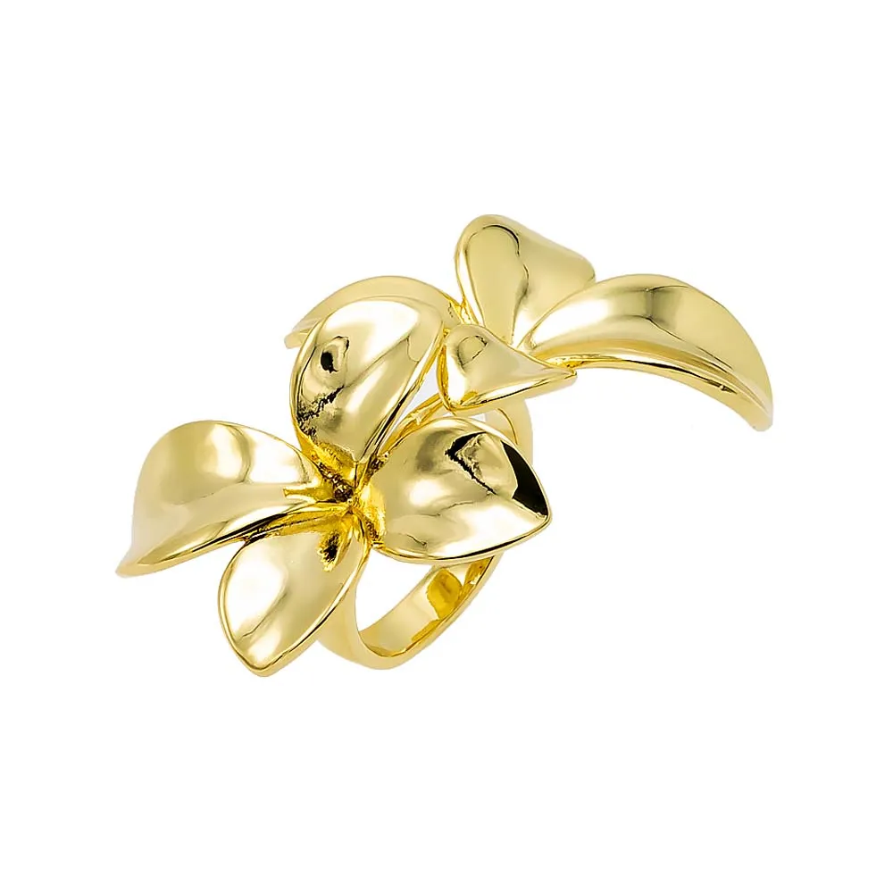 Solid Double Flower Claw Ring sold by Adina Eden's