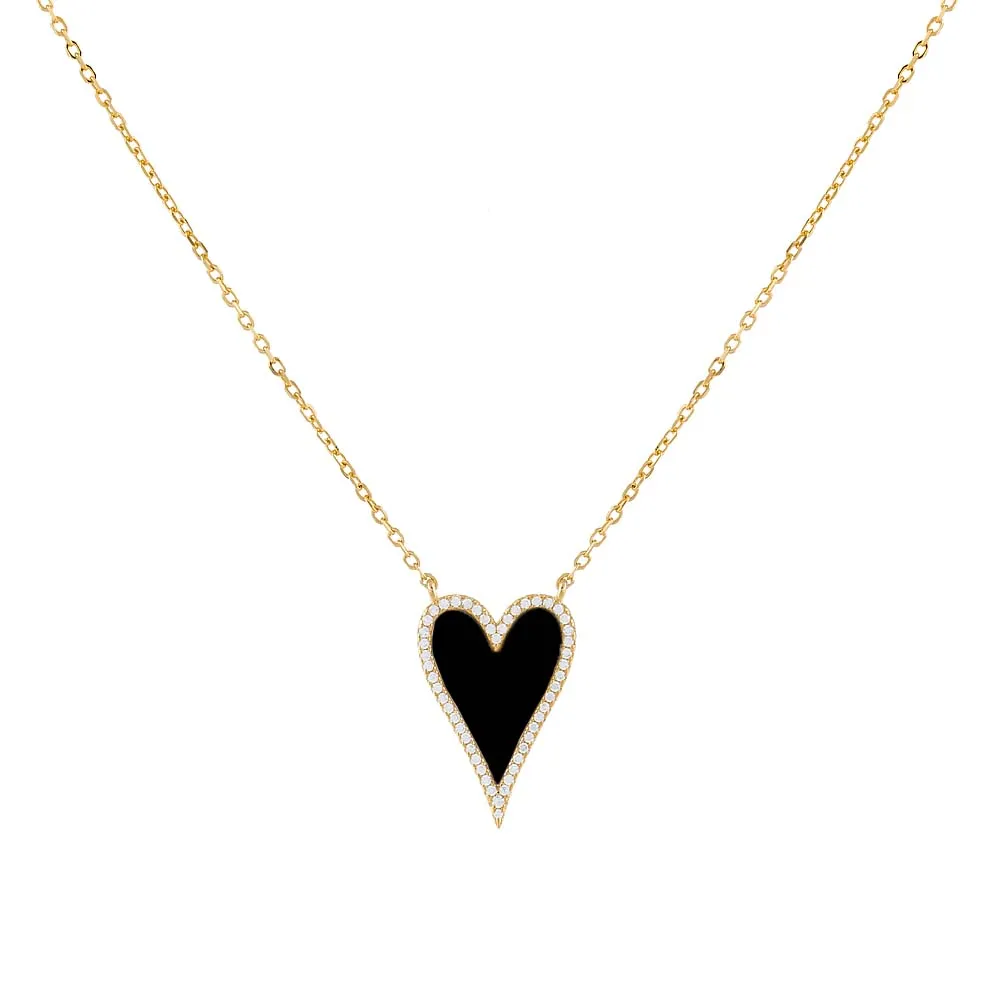 Elongated Pavé Heart Necklace sold by Adina Eden's product image thumbnail 3