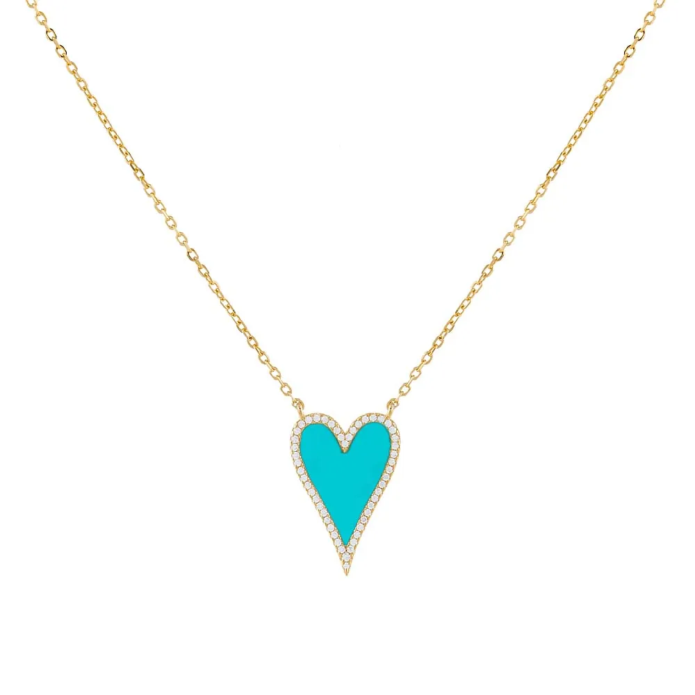 Elongated Pavé Heart Necklace sold by Adina Eden's product image thumbnail 4