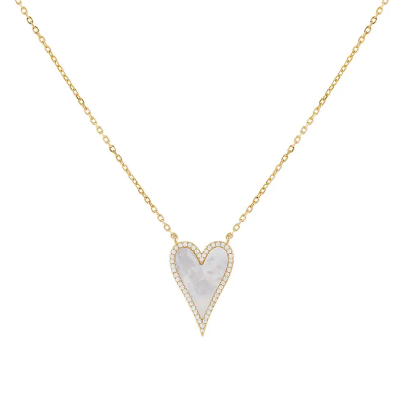 Elongated Pavé Heart Necklace sold by Adina Eden's