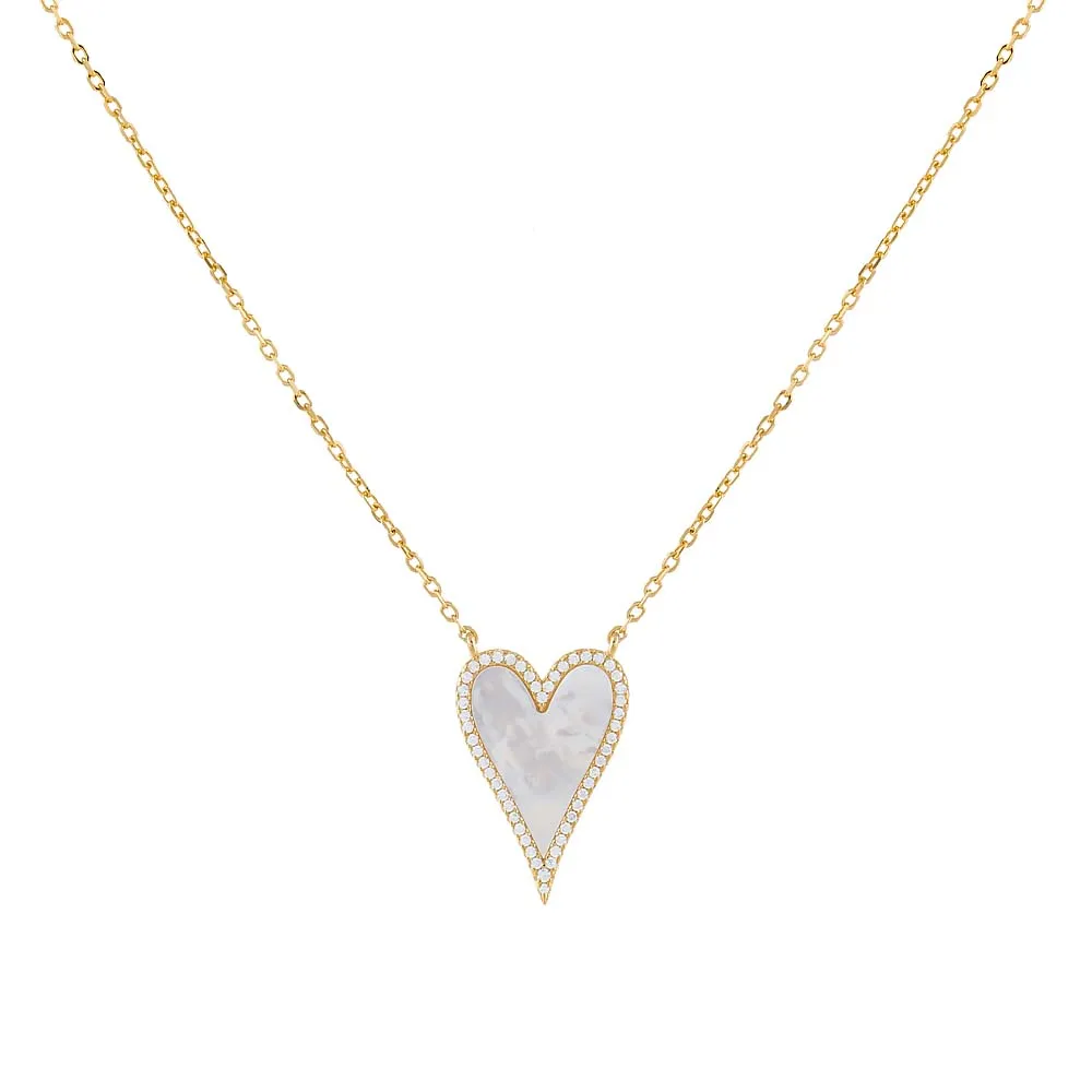 Elongated Pavé Heart Necklace sold by Adina Eden's