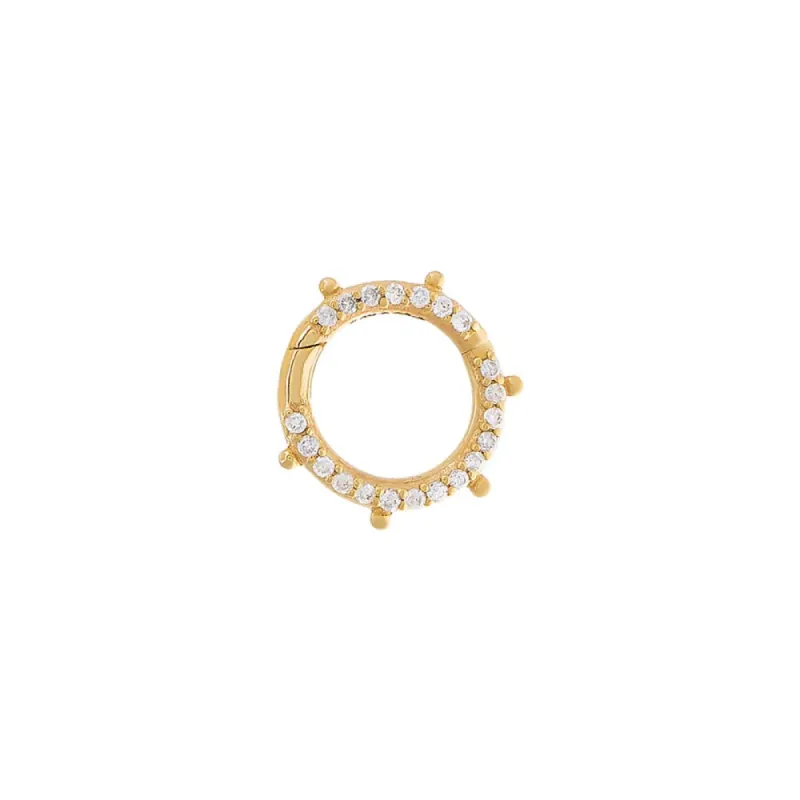 Diamond Round Beaded Frame Charm Connector Clasp 14K sold by Adina Eden's