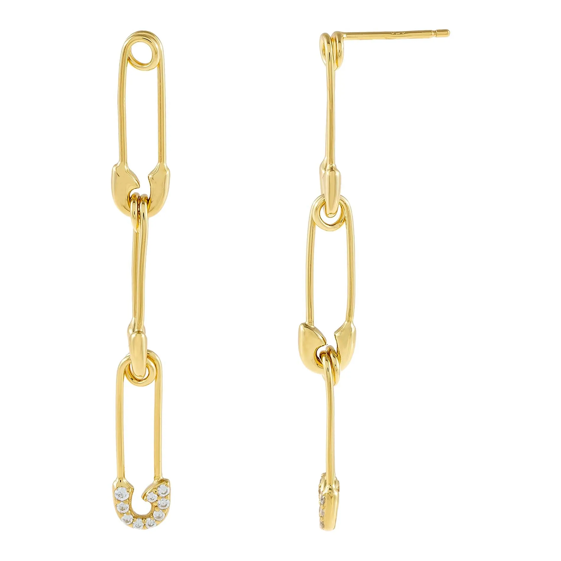 Pavé X Solid Safety Pin Drop Stud Earring sold by Adina Eden's