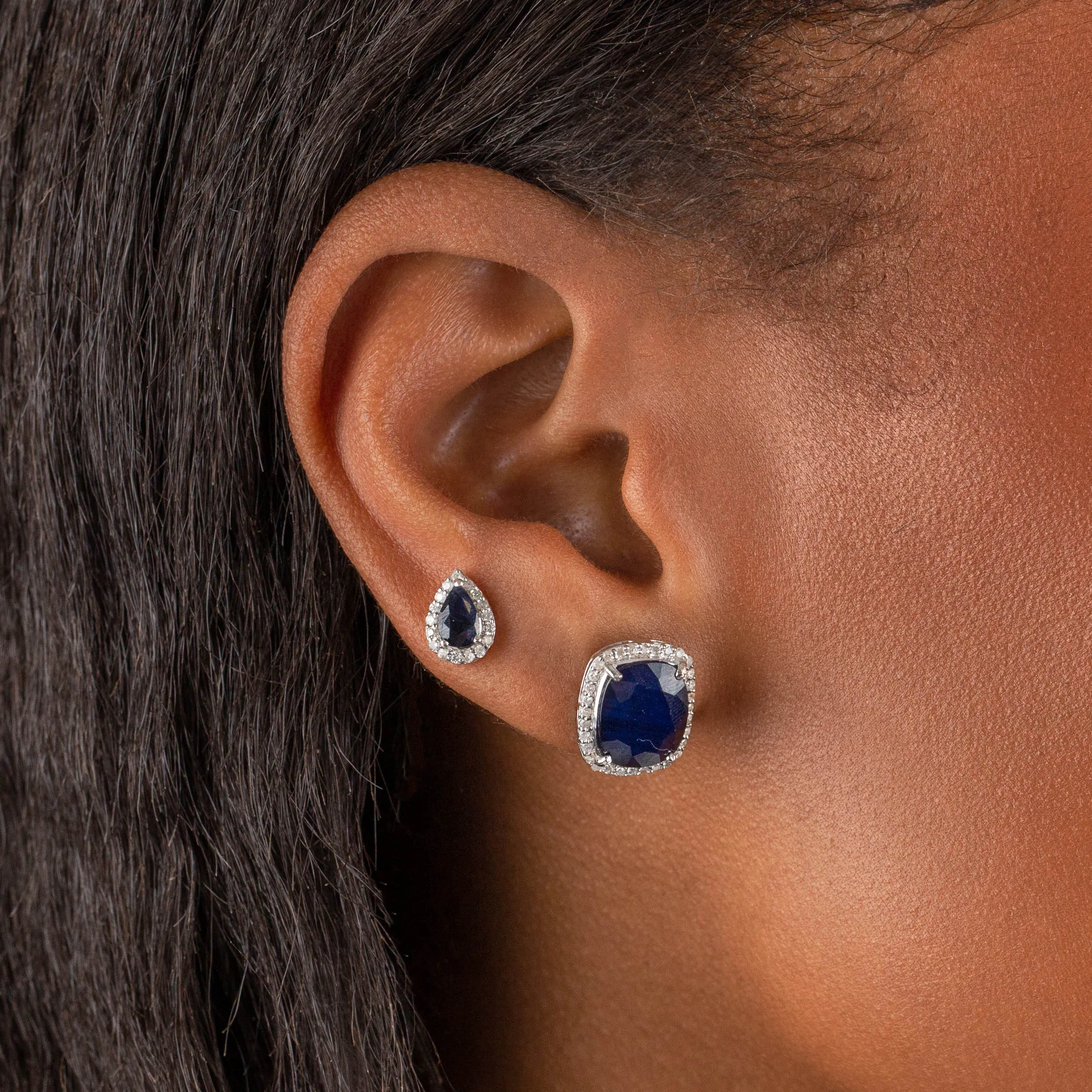 Diamond X Sapphire Stud Earring 14K sold by Adina Eden's product image thumbnail 2