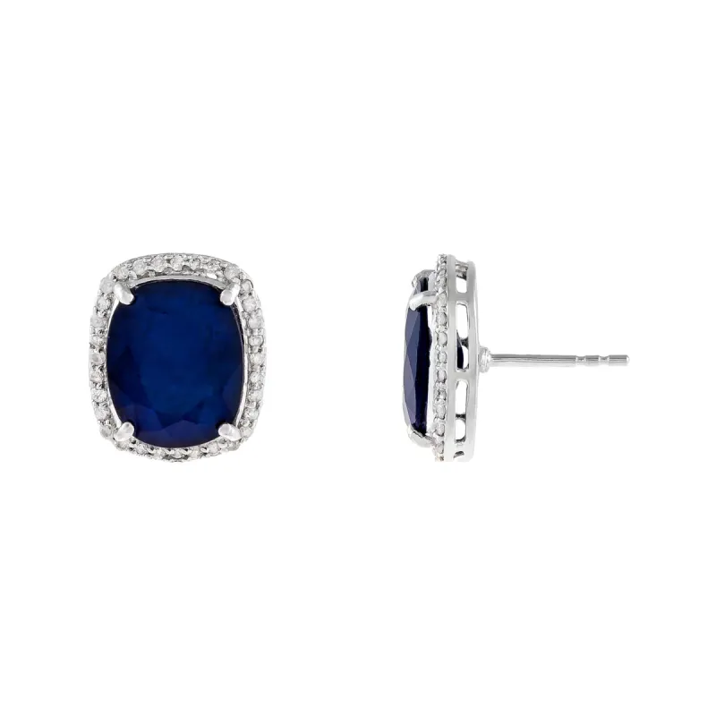 Diamond X Sapphire Stud Earring 14K sold by Adina Eden's
