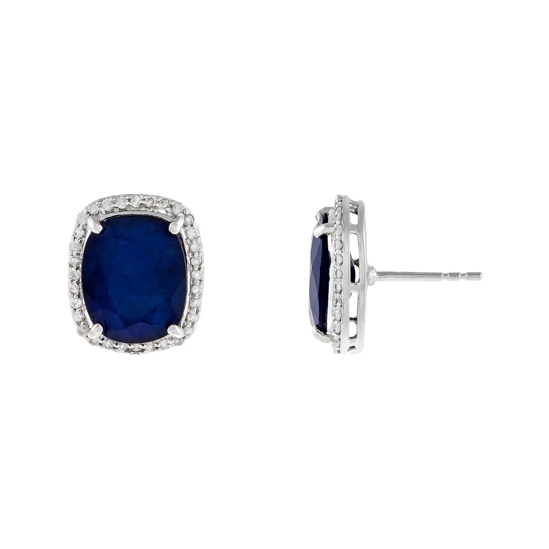Diamond X Sapphire Stud Earring 14K sold by Adina Eden's