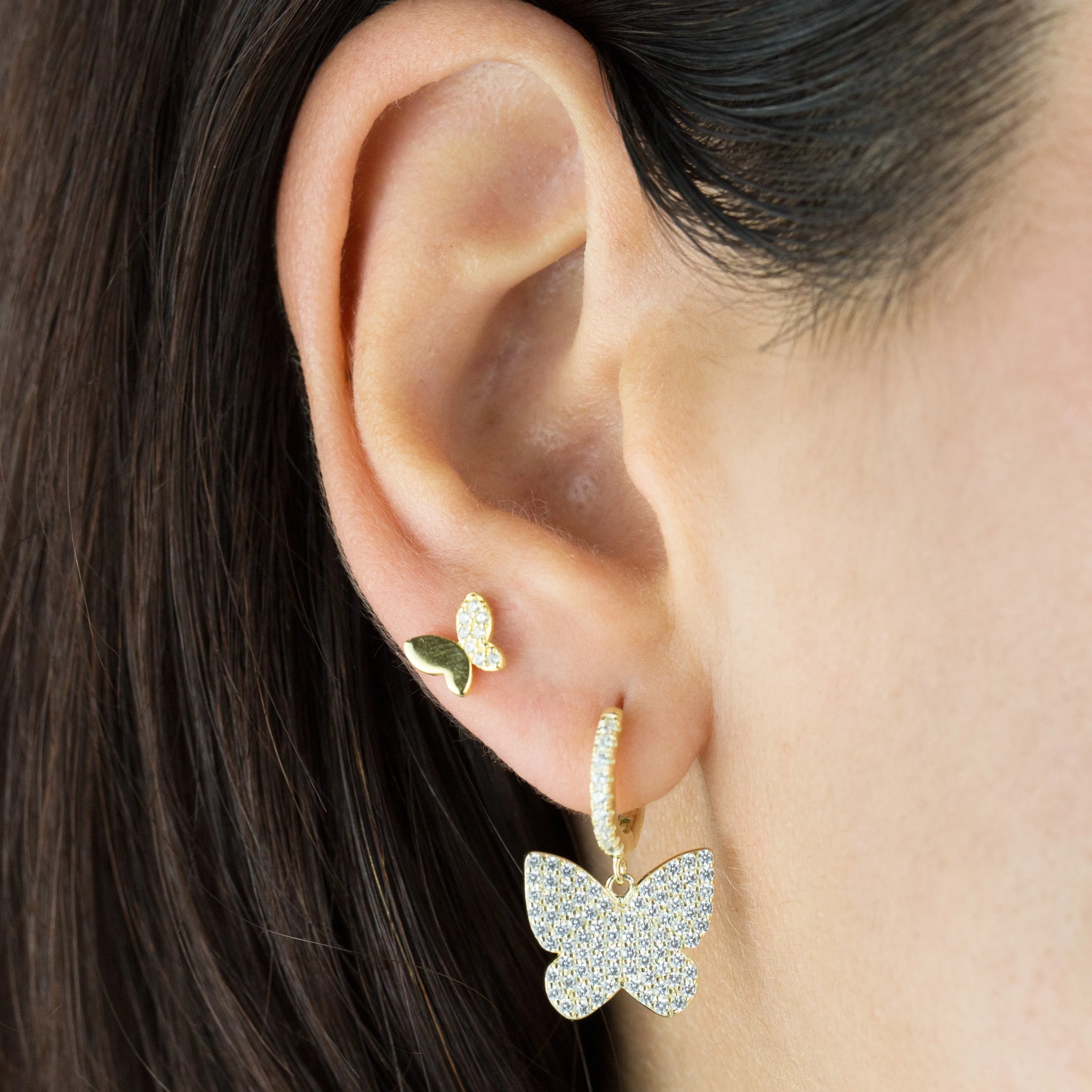 Pavé Large Butterfly Huggie Earring sold by Adina Eden's product image thumbnail 2
