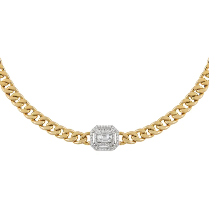 Diamond Double Illusion X Miami Cuban Chain Choker 14K sold by Adina Eden's