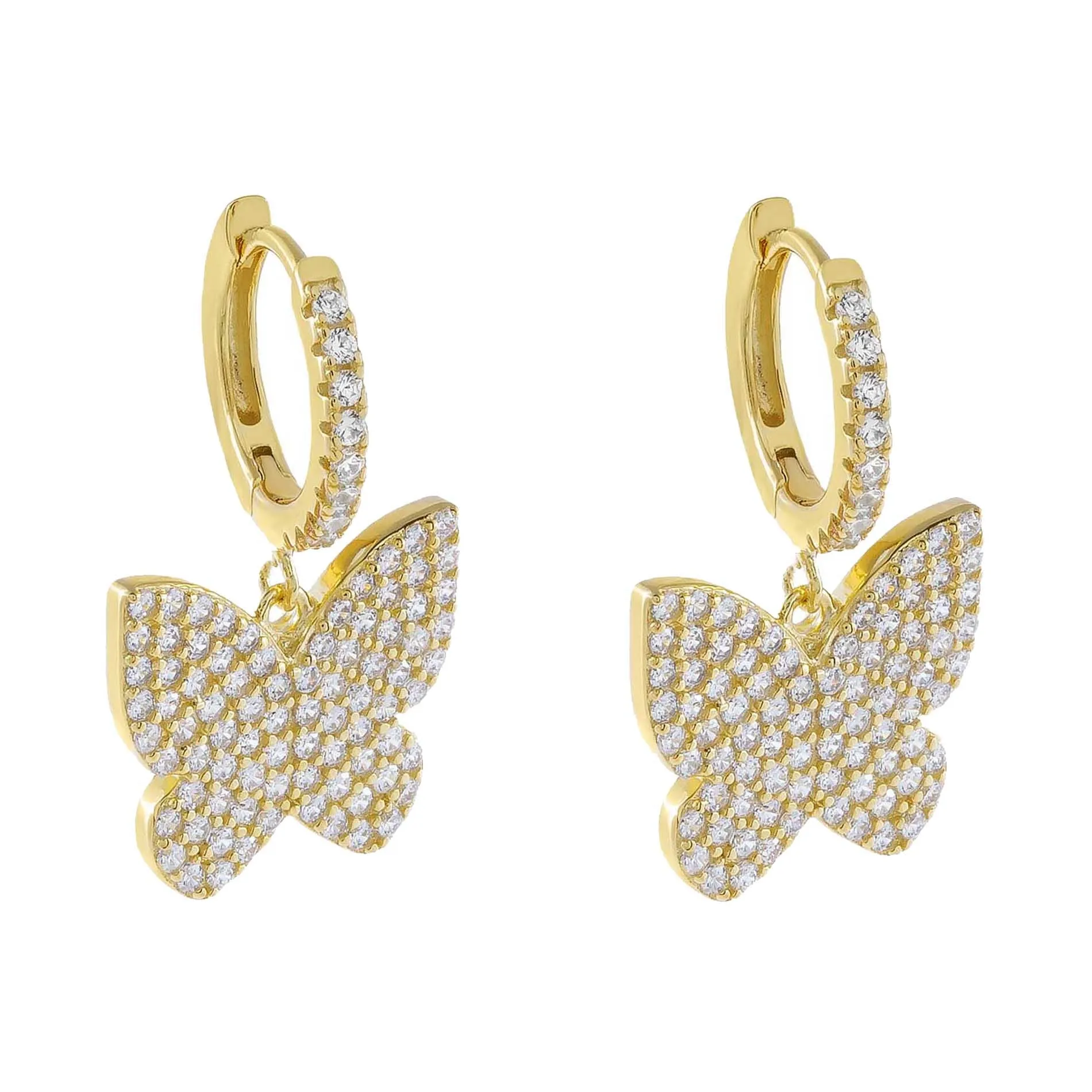 Pavé Large Butterfly Huggie Earring sold by Adina Eden's