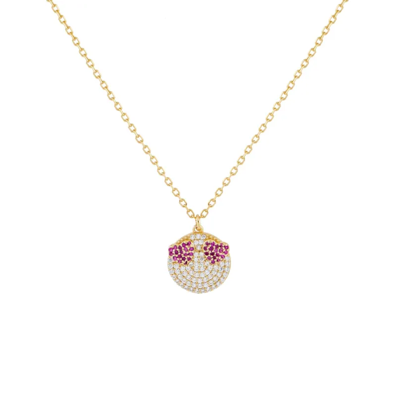 Pavé Heart Eyes Necklace sold by Adina Eden's