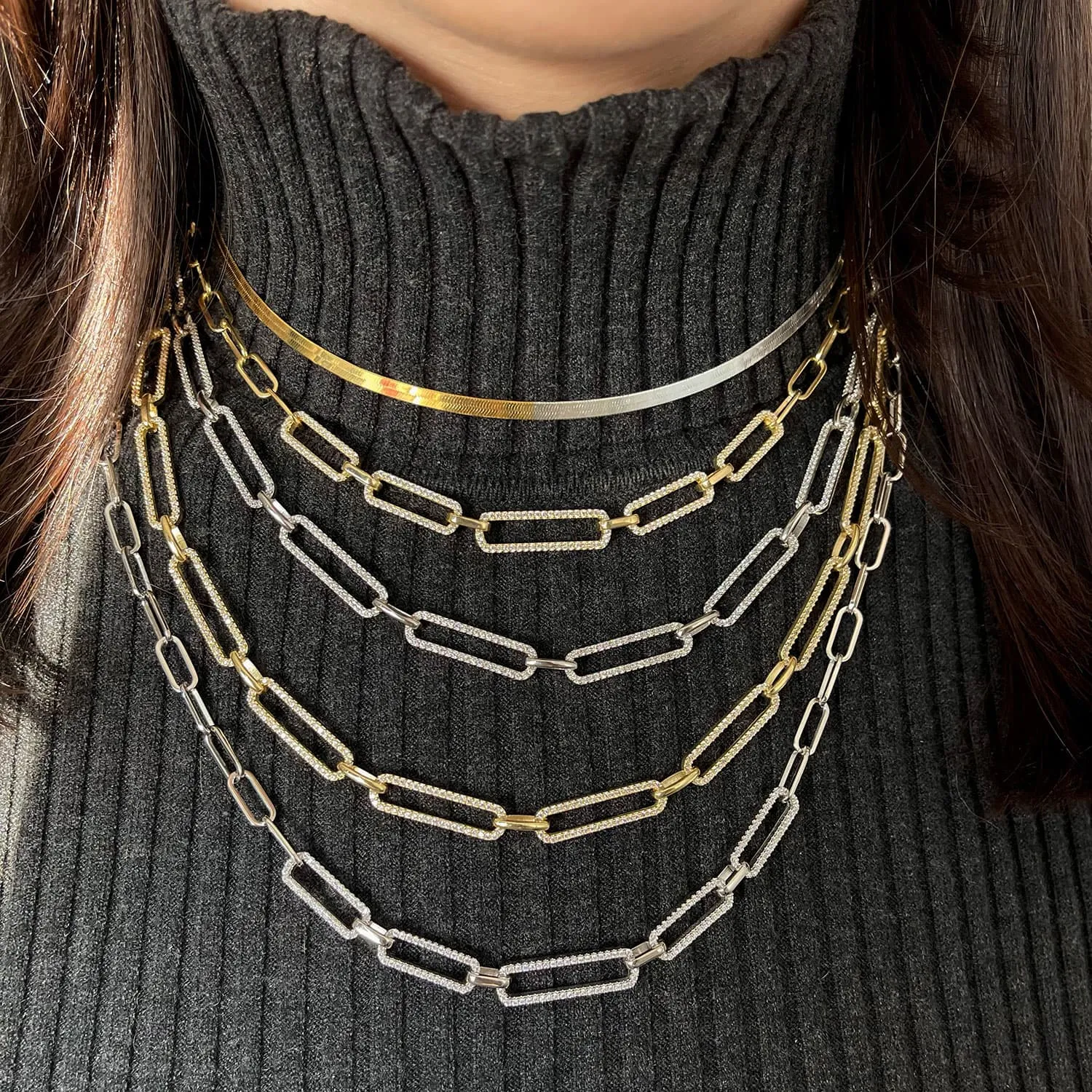 Two Tone Herringbone Choker sold by Adina Eden's product image thumbnail 3
