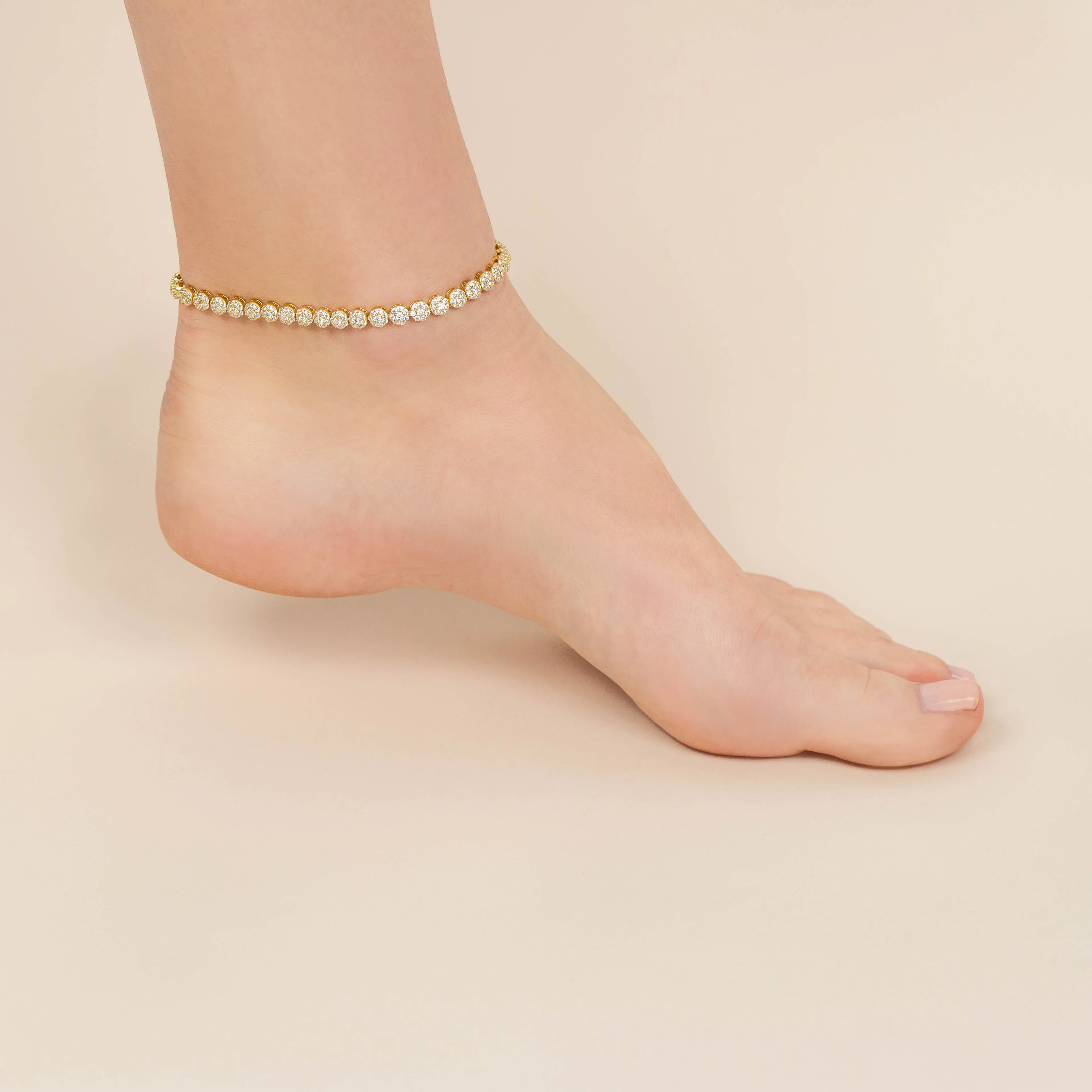 Pavé Multi Flower Anklet sold by Adina Eden's product image thumbnail 2