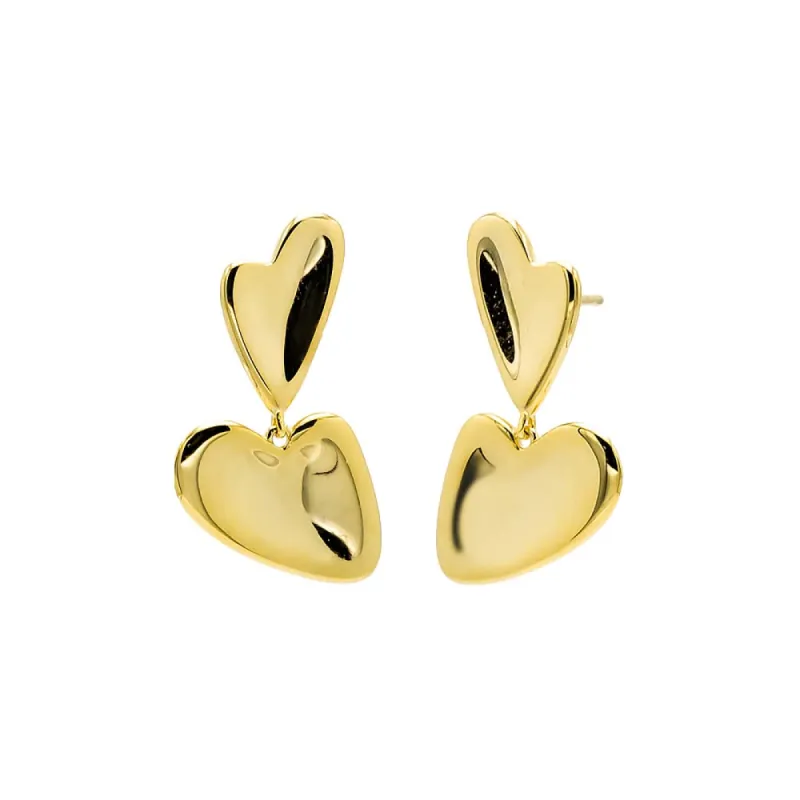 Double Heart Drop Stud Earring sold by Adina Eden's