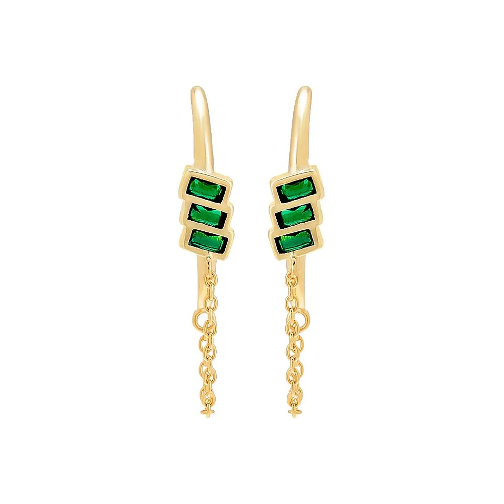 Triple Baguette Claw Stud Earring sold by Adina Eden's