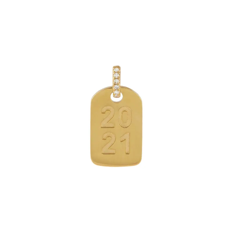 Diamond 2021 Dog Tag Charm 14K sold by Adina Eden's
