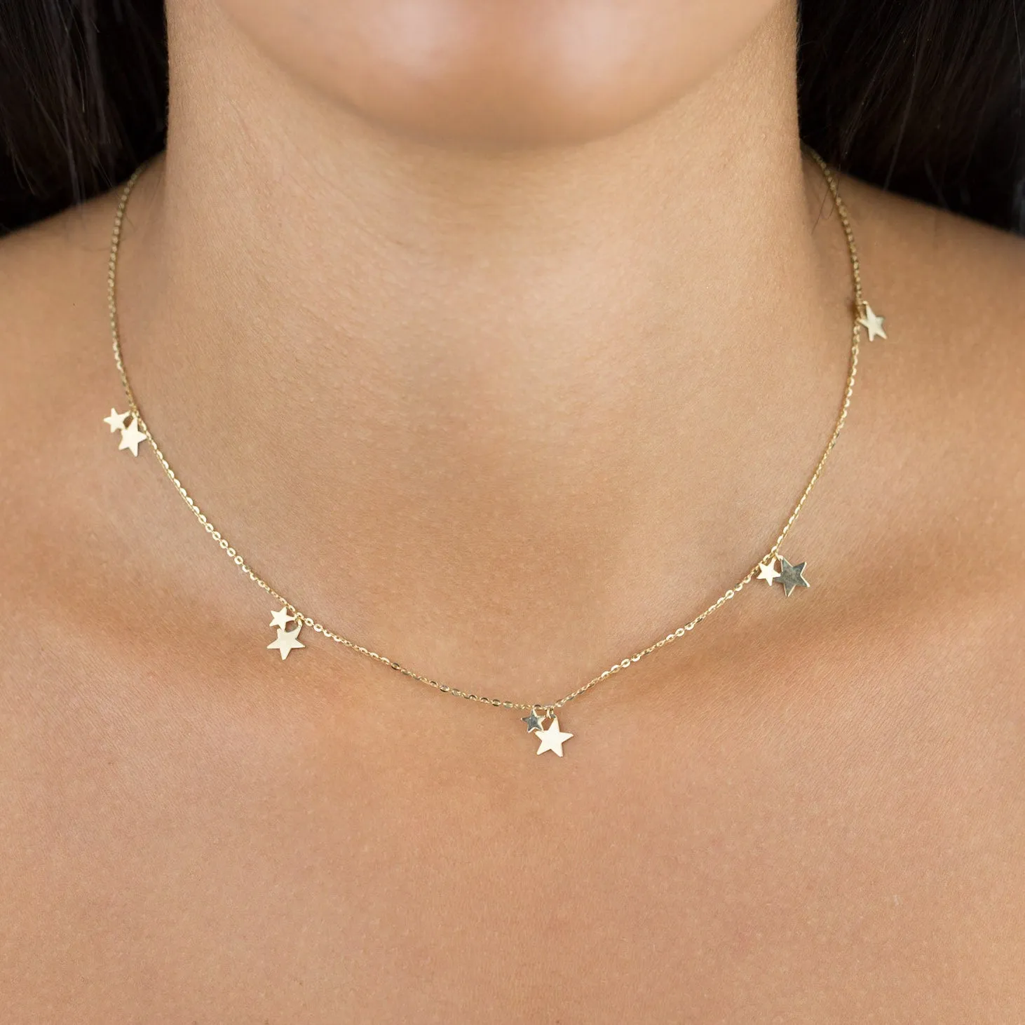 Mini Dangling Stars Necklace 14K sold by Adina Eden's product image thumbnail 2