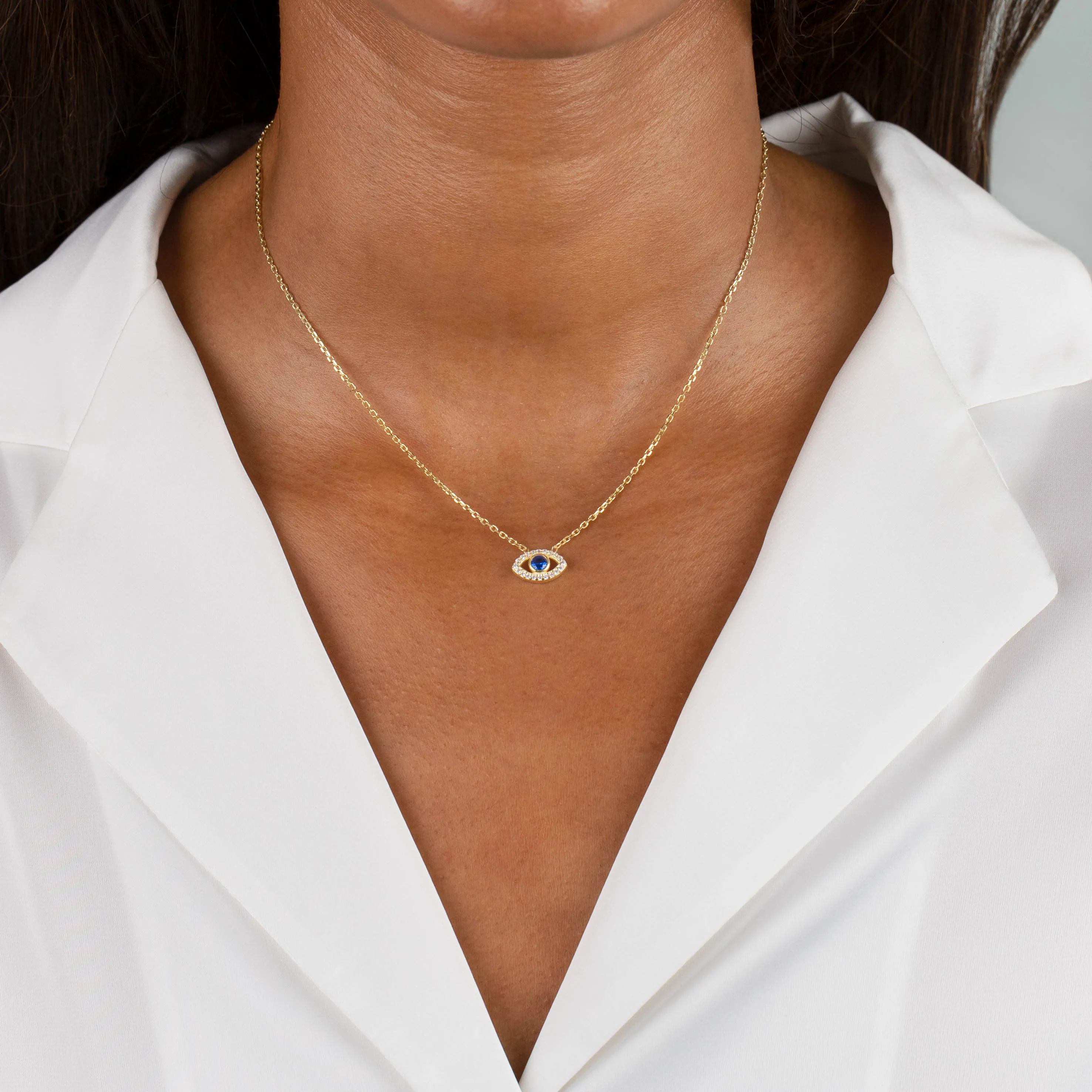 CZ Colored Evil Eye Necklace sold by Adina Eden's product image thumbnail 2