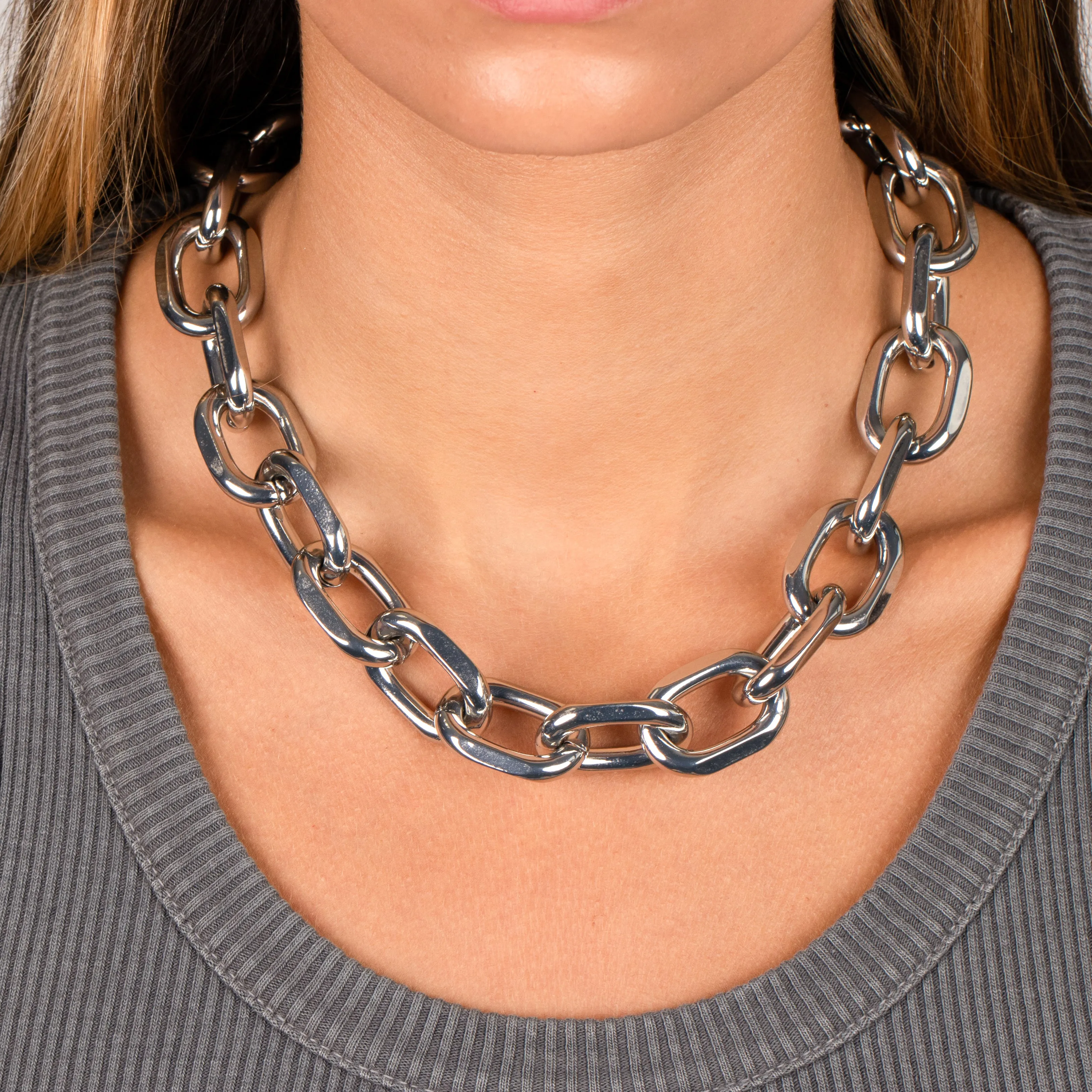 Super Chunk Open Link Necklace sold by Adina Eden's product image thumbnail 4