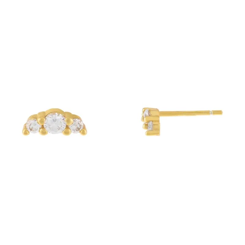 Triple CZ Stud Earring sold by Adina Eden's