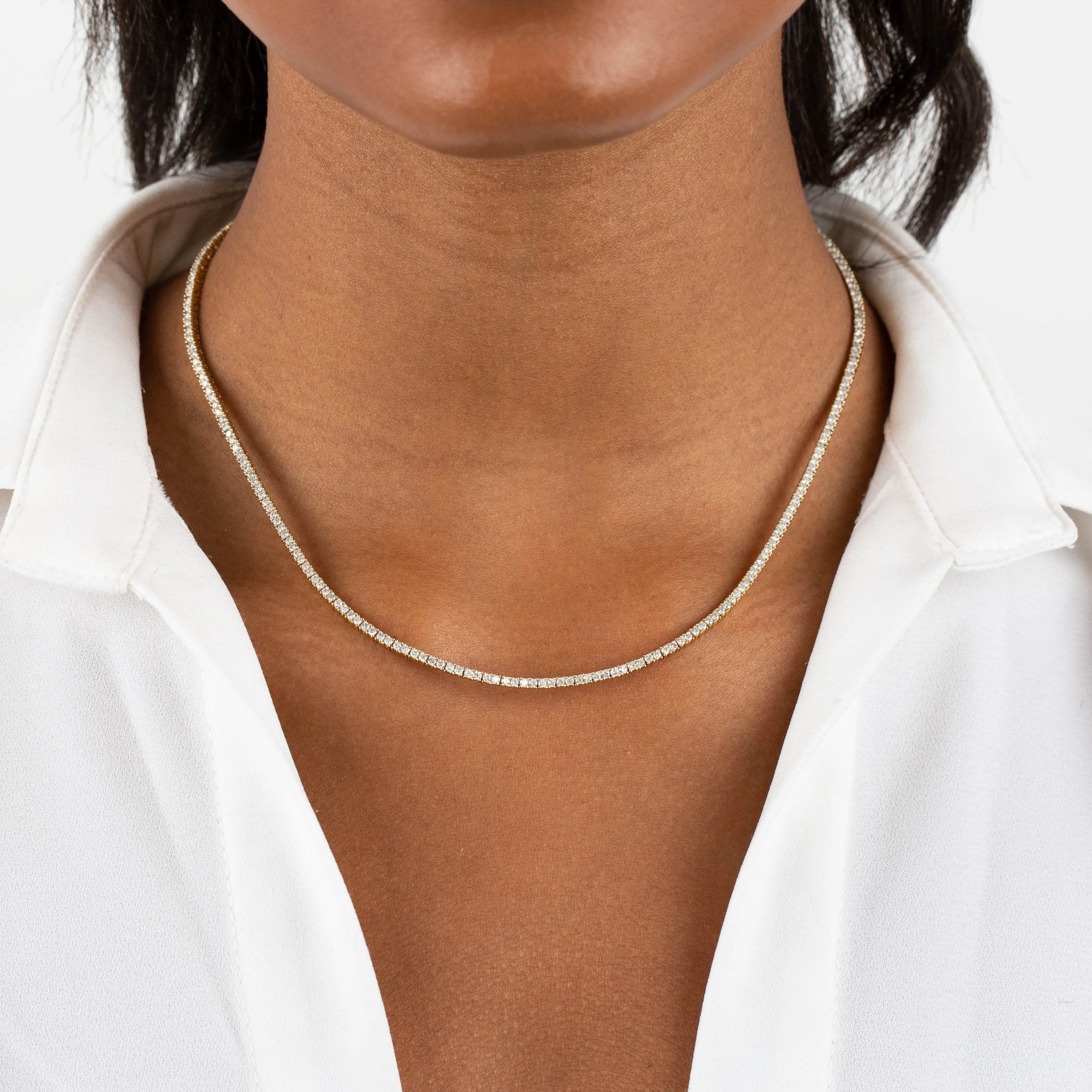Diamond Thin Tennis Necklace 14K sold by Adina Eden's product image thumbnail 2