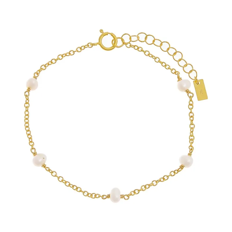 Pearl Embedded Chain Bracelet sold by Adina Eden's