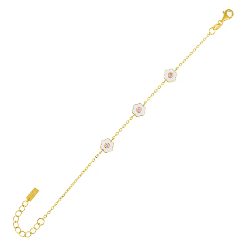 Enamel Pink Flower Bracelet sold by Adina Eden's