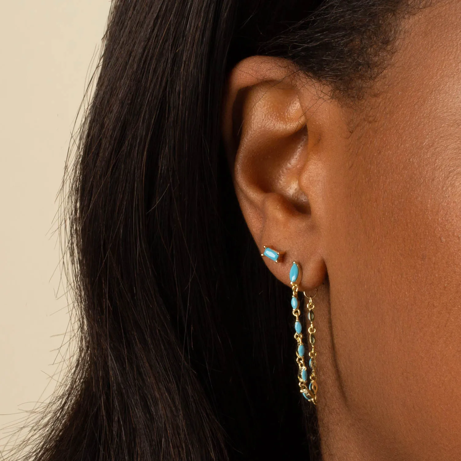 Turquoise Chain Drop Stud Earring sold by Adina Eden's product image thumbnail 2