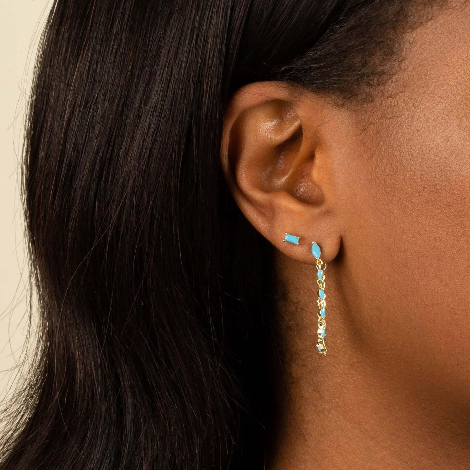 Turquoise Chain Drop Stud Earring sold by Adina Eden's product image thumbnail 3