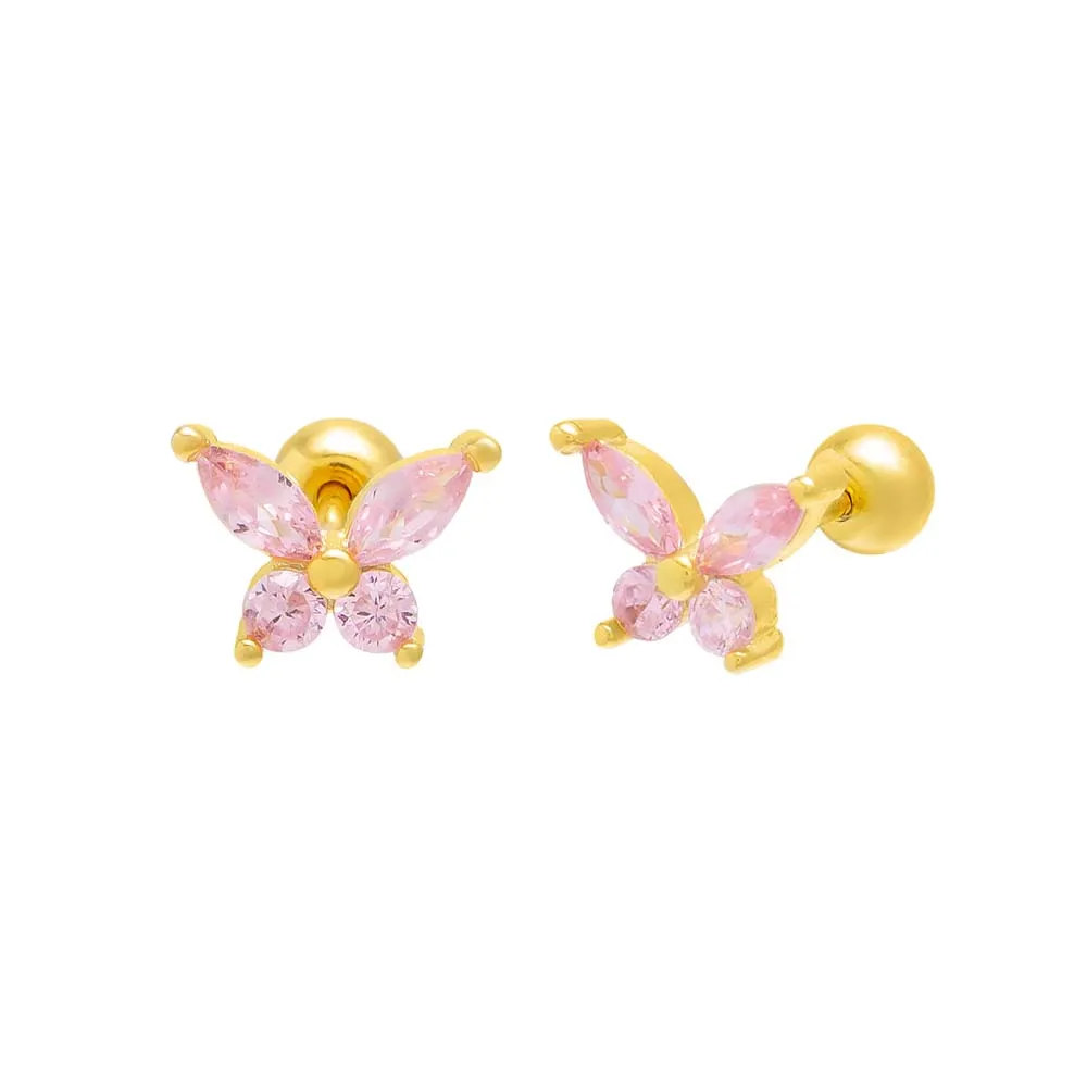 Butterfly Threaded Ball Stud Earring sold by Adina Eden's product image thumbnail 3