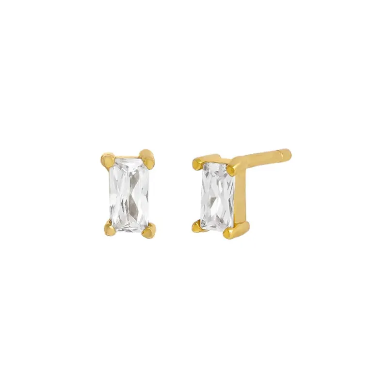 Tiny Baguette Stud Earring sold by Adina Eden's