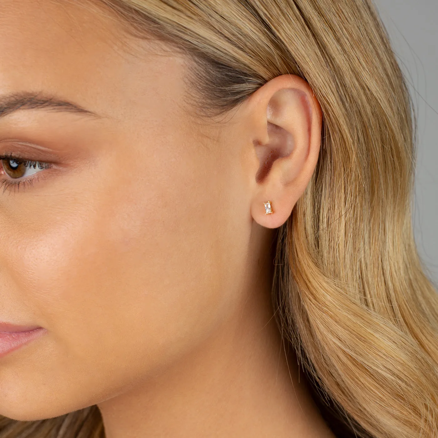 Tiny Baguette Stud Earring sold by Adina Eden's product image thumbnail 2